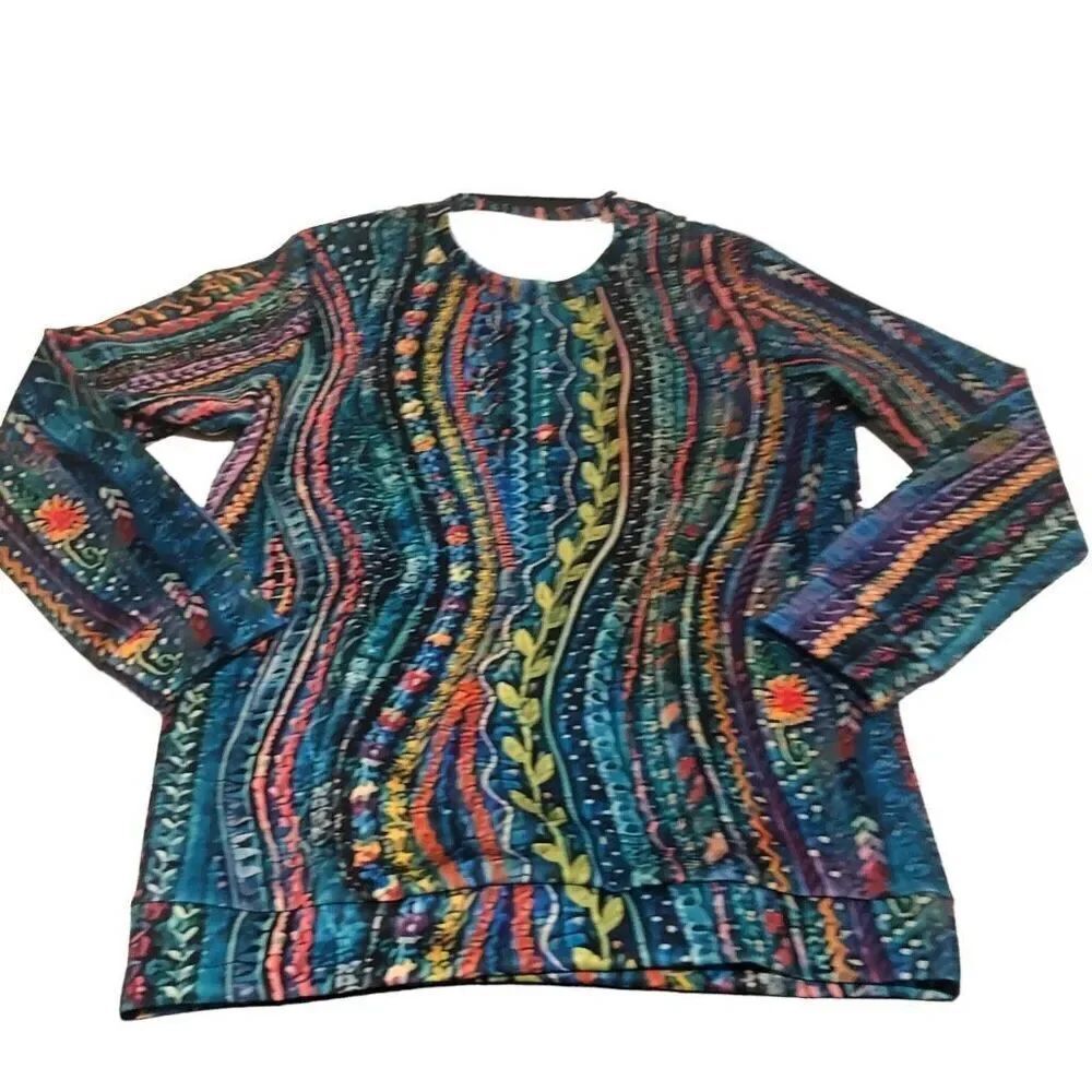 Colorful Long Sleeve Round Neck Top Women’s Size XL No Brand
